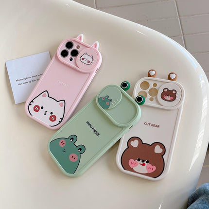 Small animal pink cat green frog bear DIY push window suitable for iphone12/13/14promax mobile phone case apple x - Viva Vista Store