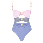 Pink Color Matching Swimsuit