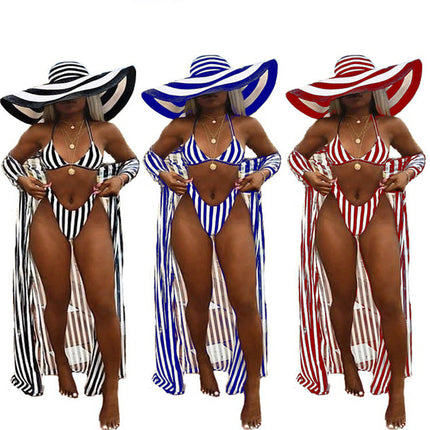 Summer split swimsuit beach suit three-piece set bikini Upishoppy