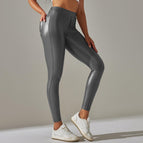 6617 Pantalon En Cuir Gris