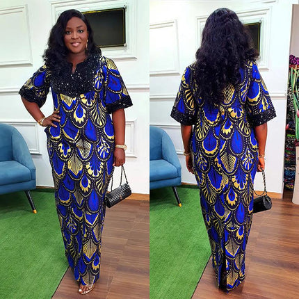 women's clothing europe and the united states amazon cross-border satin bead gown foreign trade dress factory store 8098 - Viva Vista Store