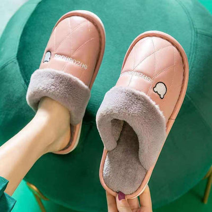 Couples cotton slippers female autumn and winter indoor soft bottom home warm thick bottom non-slip male floor grungstone shoes - Viva Vista Store
