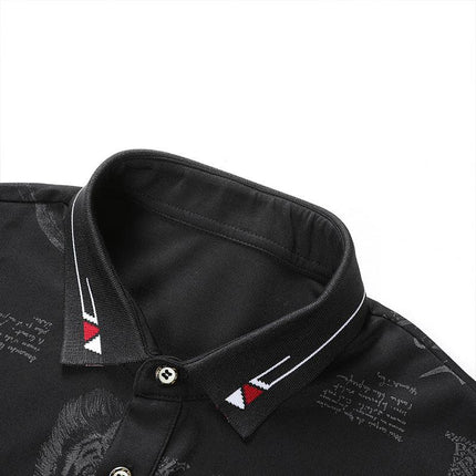 Men's Tianshi Roman Polo Sweet Summer New Business Threader Clear Bleble Short Sleeve Ice Filament T-Shirt C - Viva Vista Store