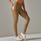 6617 Pantalon En Cuir Jaune