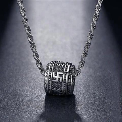 Fortune transfer bead pendant six-character mantra men's and women's necklace tide personality versatile sweater string couple S925 silver - Viva Vista Store