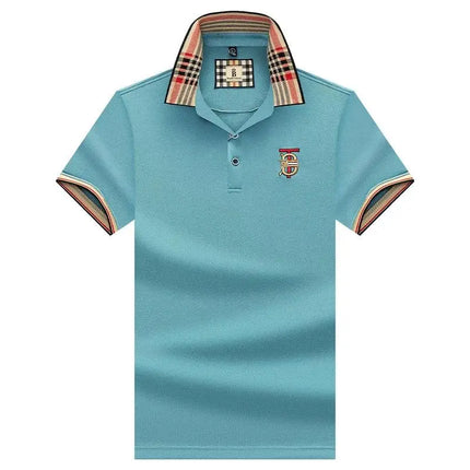 Men's Summer New Short-sleeved Men's T-shirt Business Sports Striped Lapel Short-sleeved T-shirt Men's Clothing polo homme - Viva Vista Store