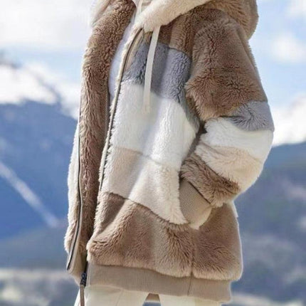 Women's Winter Coat Casual Teddy Jacket Warm Thick Fleece Faux Fur Coat Plush Female Plus Size Hooded Zipper Clothing - Viva Vista Store