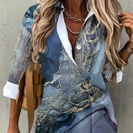 Elegant Loose Women Shirts Fashion  Shirts Women Print Casual Tops Ladies - Viva Vista Store