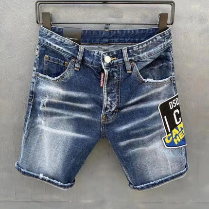 Men Ripped Denim Shorts Italian Luxury Brand Dsq Blue Jeans Shorts Men Cotton Stretch Shorts Jeans New Summer Male Fashion Jeans - Viva Vista Store