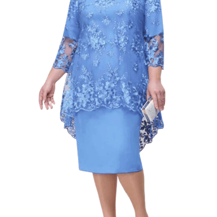 Ingvn Women Plus Size Dress O-neck Midi Loose Dress M-5XL Lady Evening Lace Mesh Sexy Elegant Dress Female Clothing Summer Autumn - Viva Vista Store