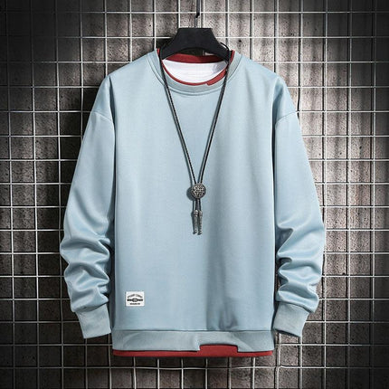 Mens Casual Sweatshirts Hoodie Men Two Pieces Multi Color O-Neck Fashion Harajuku Style Male Sweatshirt 2023 New - Viva Vista Store
