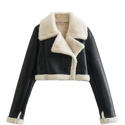 Faux Shearling Biker Jacket - Viva Vista Store