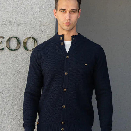 Button Mock Neck Men's Cardigan - Viva Vista Store