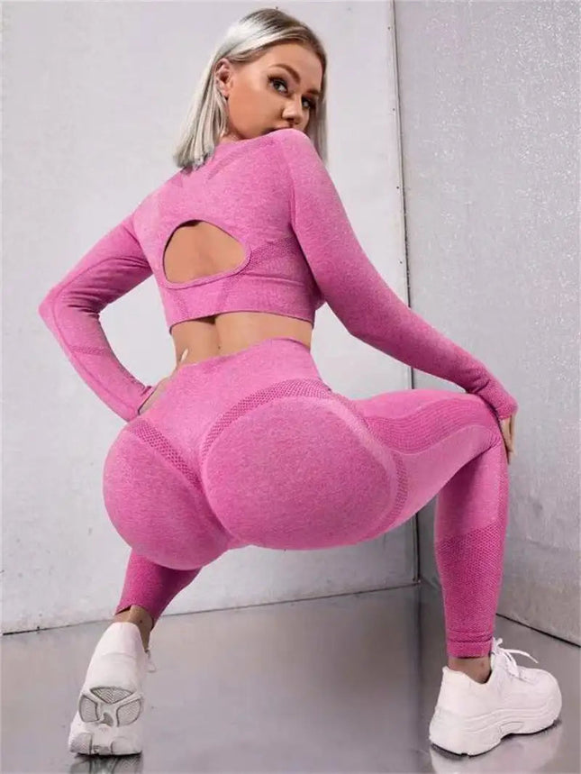 2-Piece High Waist Seamless Fitness Leggings Upishoppy