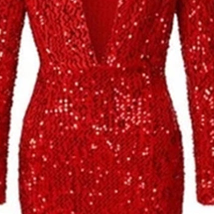 Elegant Red Sequin Fishtail Evening Dress