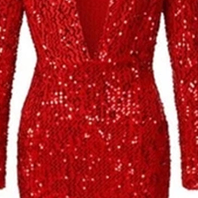 Elegant Red Sequin Fishtail Evening Dress