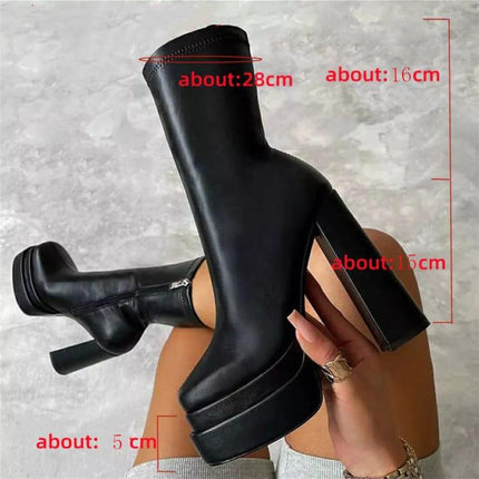 Women's mid calf platform heeled boot - Viva Vista Store