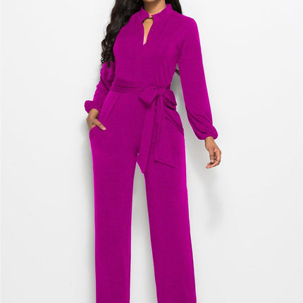 Women's Fashionable Solid Color Wide Leg Jumpsuit - Viva Vista Store