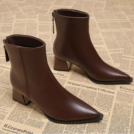 Chanel-Inspired Pointed-Toe Boots - UPISHOPY