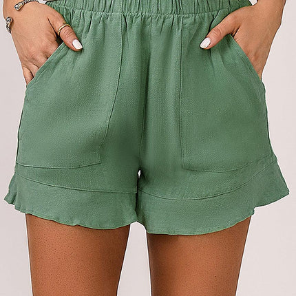 Casual High Waist Pocketed Ruffle Shorts - Viva Vista Store