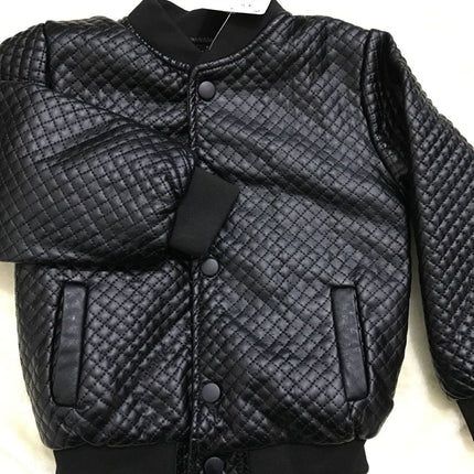 Blouson en similicuir à col rond pour bébé