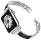 Silver edgeblack leather / 38mm