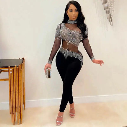 Elegant Bodycon Sheer See Through Mesh Jumpsuit - Viva Vista Store