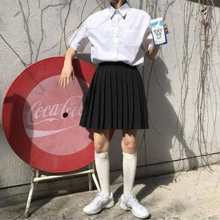 Black Pleated High Waisted Mini Skirt - Viva Vista Store