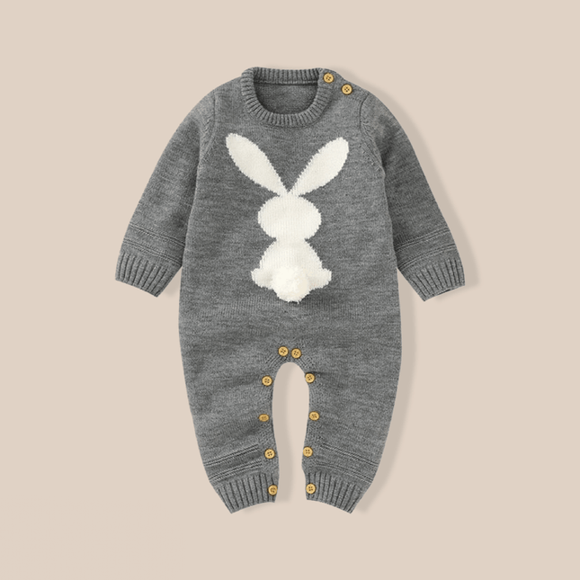 Knitted 3d Rabbit Romper -Dark grey - Viva Vista Store