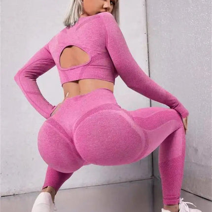 2-Piece High Waist Seamless Fitness Leggings Upishoppy