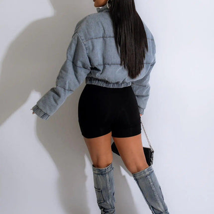 Puff Denim Cotton Jacket Coat - Viva Vista Store