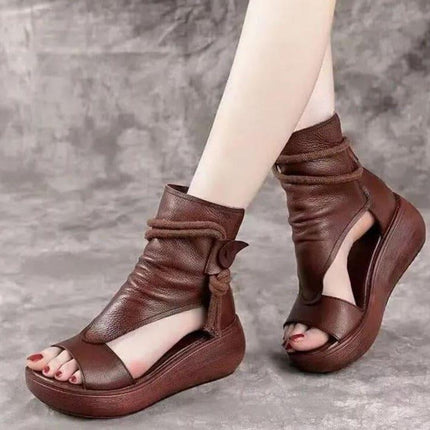 New Summer Cool Boots Platform Leather Wedges Women Sandals - Viva Vista Store