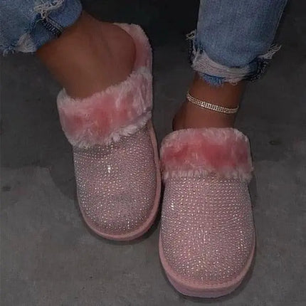 Luxury Fur Rhinestone Slippers for Women - Viva Vista Store