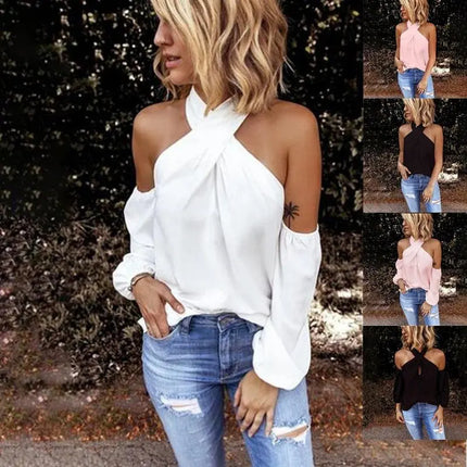 GAOKE Off shoulder white blouse shirt Women bodycon blouse elegant summer sexy shirt 2020 female blusas tops & tees - Viva Vista Store