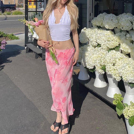 Y2K Floral Pink Maxi Skirt - Viva Vista Store