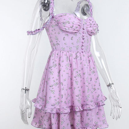 Purple Floral Off Shoulder Dress - Viva Vista Store