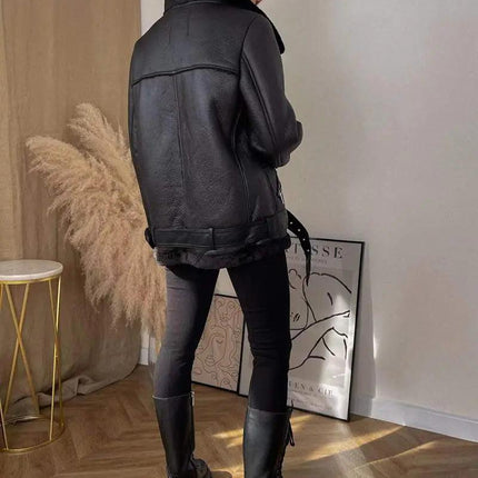 High Quality Woman's Faux Leather Fur Coat - Viva Vista Store