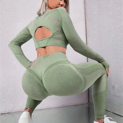 2-Piece High Waist Seamless Fitness Leggings Upishoppy