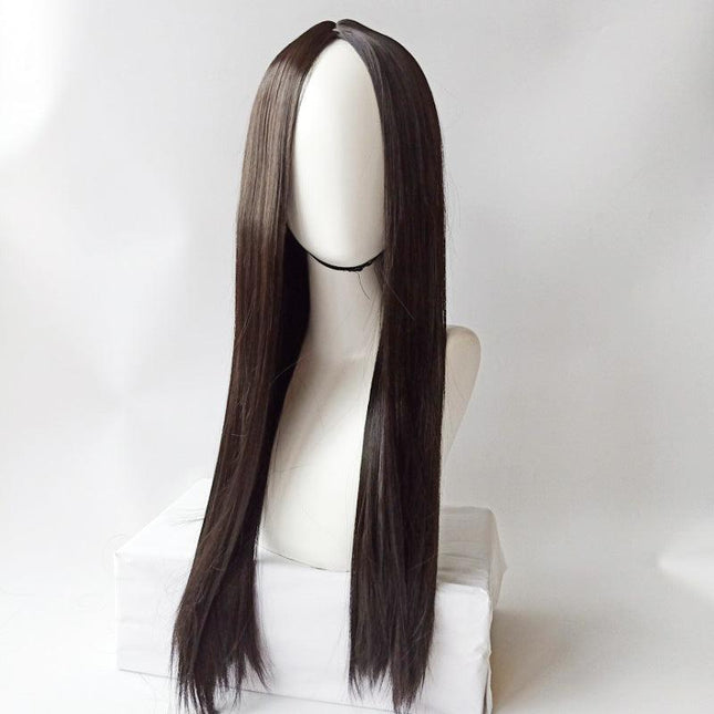 Cross-border new foreign trade wig ladies in black branch, straight hair cultivation, European and American high temperature wire, wholesale - Viva Vista Store