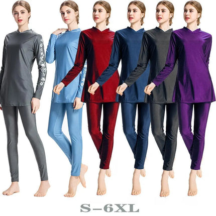 Muslim conservative swimsuit Hui AliExpress Middle East Express Amazon three piece sportswear set swimsuit set L099 - Viva Vista Store