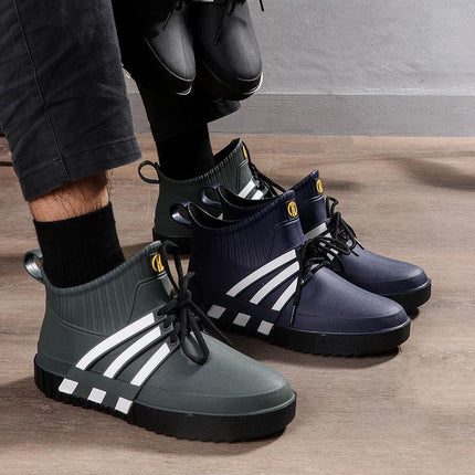 New fashion anti-slip waterproof rain shoes men's tube rain boots thickening tangled fishing kitchen car wash plastic water shoes boots - Viva Vista Store