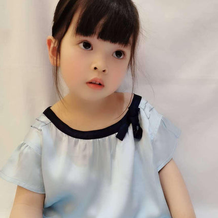 100% silk pajamas hit color parent-child girl small princess sang silk home service suit - Viva Vista Store