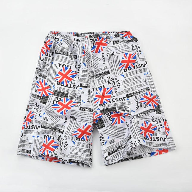 Cross-border new color beach pants quick-drying printed shorts men's casual sports five-point pants loose large size pants - Viva Vista Store