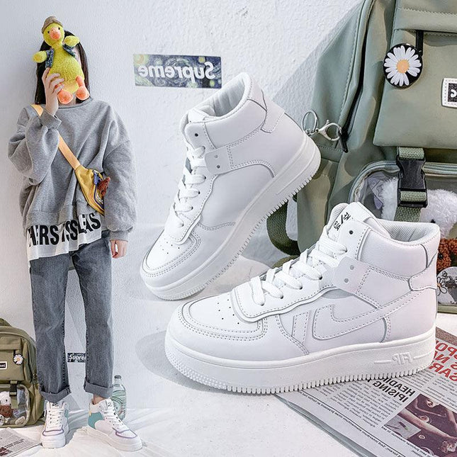 Net red high-top small white shoes women's 2022 spring new ins students thick-soled sponge cake Korean version of casual shoes - Viva Vista Store