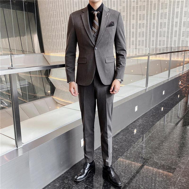 Suit suit men three-piece casual Korean version of the slim business casual small suit jacket wedding banquet dress - Viva Vista Store