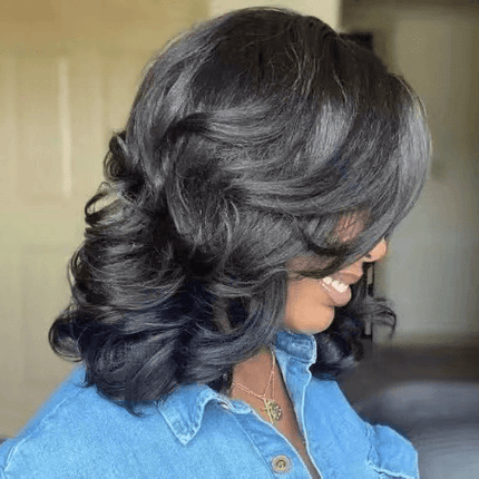 European and American New Cross border E-commerce Bestselling African Women's Wigs with Middle Split and Partial Split Black Short Curly Hair Wholesale - Viva Vista Store
