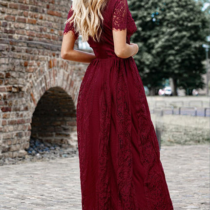 Scalloped Trim Lace Plunge Dress - Viva Vista Store
