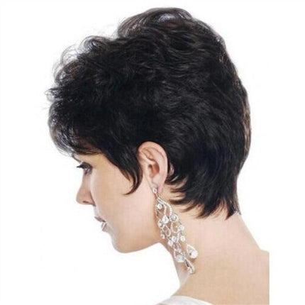 fashion ladies short curly brown micro curly full wig head cover - Viva Vista Store