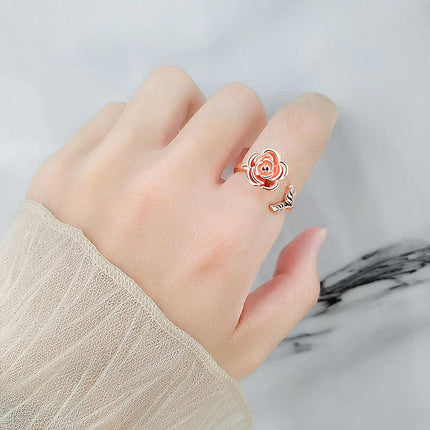 S925 Beautiful Rose Ring Spinner for Anxiety for Women Adjustable Gift for Girl - Viva Vista Store