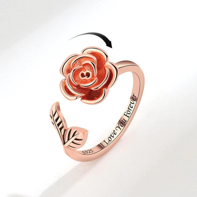 S925 Beautiful Rose Ring Spinner for Anxiety for Women Adjustable Gift for Girl - Viva Vista Store